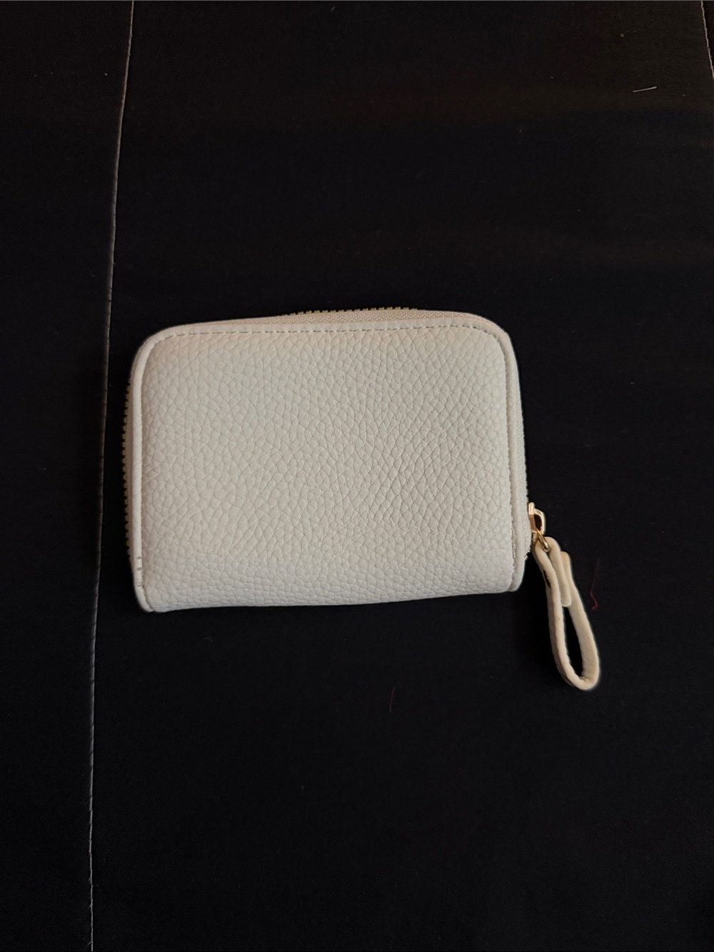 Compact Cream Zip Wallet with Wristlet